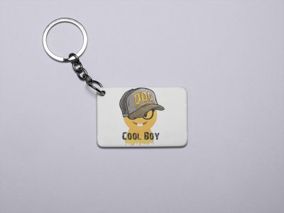 Rabbit Teeth with a Cap, Text Written Cool Boy- Emoji Printed Keychains For Emoji Lovers(Pack Of 2)