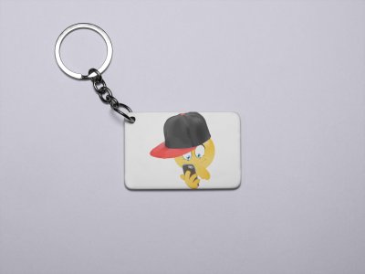 Holding a Mobile Emoji- Emoji Printed Keychains For Emoji Lovers(Pack Of 2)