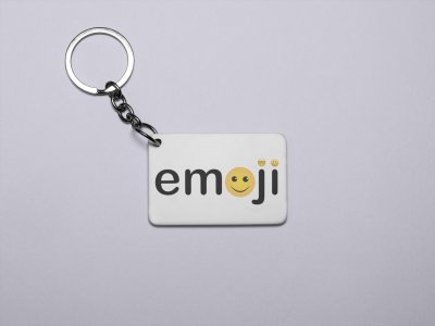 Ariel Text with Emoji Dots- Emoji Printed Keychains For Emoji Lovers(Pack Of 2)
