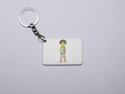 A Young Standing Emoji Boy- Emoji Printed Keychains For Emoji Lovers(Pack Of 2)
