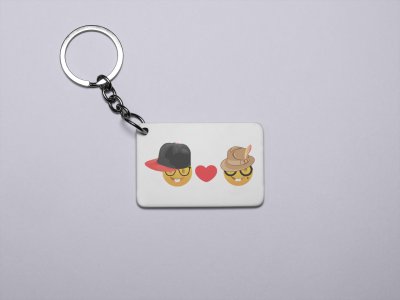 Rabbit-teeth Couple Emoji- Emoji Printed Keychains For Emoji Lovers(Pack Of 2)