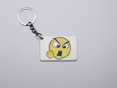 Open Mouth Angry Emoji- Emoji Printed Keychains For Emoji Lovers(Pack Of 2)