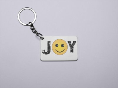 Joy Written in Text With Smile Emojij- Emoji Printed Keychains For Emoji Lovers(Pack Of 2)