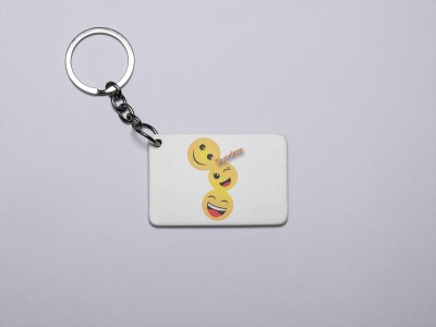 Triplets Emojis- Emoji Printed Keychains For Emoji Lovers(Pack Of 2)