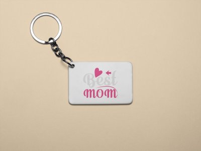 Best Mom Text With pink heart- Printed Keychain