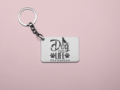 Dog life text in black-printed Keychains for pet lovers(Pack of 2)