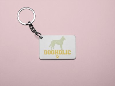 Dogholic Yellow Text -printed Keychains for pet lovers(Pack of 2)