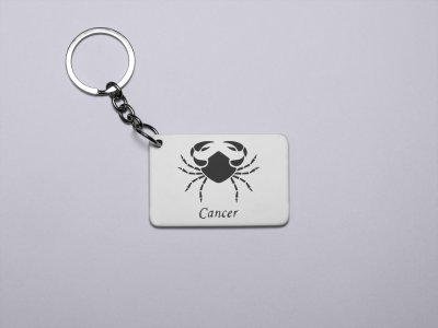 Cancer symbol (BG Black) - Zodiac Sign Printed Keychains For Astrology Lovers(Pack of 2)