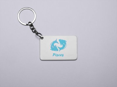 Pisces (BG Sky Blue) - Zodiac Sign Printed Keychains For Astrology Lovers(Pack of 2)