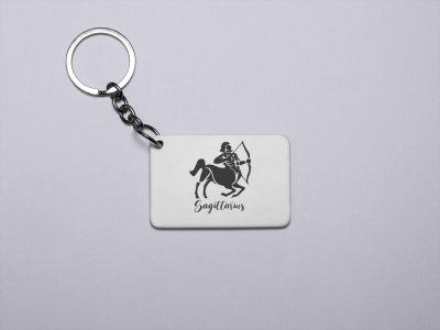 Sagittarius symbol (BG Black) - Zodiac Sign Printed Keychains For Astrology Lovers(Pack of 2)