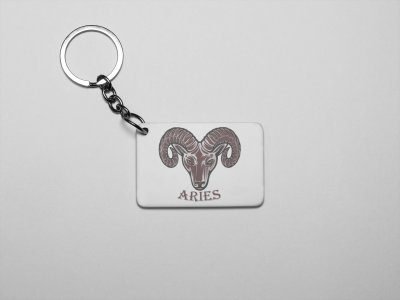 Aries, (BG Brown) - Zodiac Sign Printed Keychains For Astrology Lovers(Pack of 2)