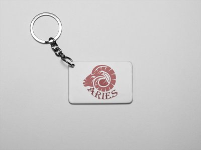 Aries symbol, (BG chocolate) - Zodiac Sign Printed Keychains For Astrology Lovers(Pack of 2)