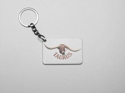 Taurus symbol, (BG Brown) - Zodiac Sign Printed Keychains For Astrology Lovers(Pack of 2)