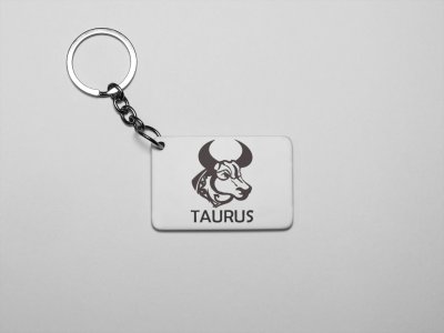 Taurus symbol design (BG Black) - Zodiac Sign Printed Keychains For Astrology Lovers(Pack of 2)