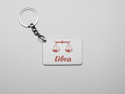 Libra (BG Brown) - Zodiac Sign Printed Keychains For Astrology Lovers(Pack of 2)
