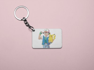 Ash Ketchum and Pikachu - Printed animated creature Keychains For Animation Lovers(Pack of 2)