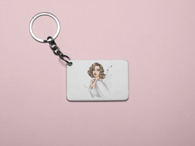 White dress woman - Printed animated creature Keychains For Animation Lovers(Pack of 2)