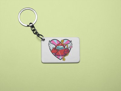 Pink heart arrow, Squid game man - Printed animated creature Keychains For Animation Lovers(Pack of 2)
