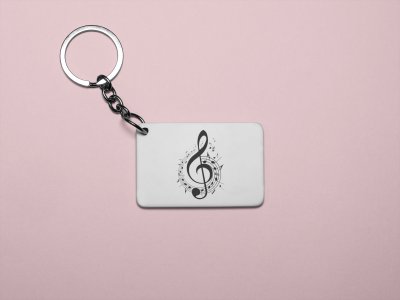 Treble clef -White -Designable Musicllnstrument Keychain ( Combo Set Of 2)