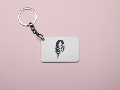 Headphone base-White -Designable Musicllnstrument Keychain ( Combo Set Of 2)