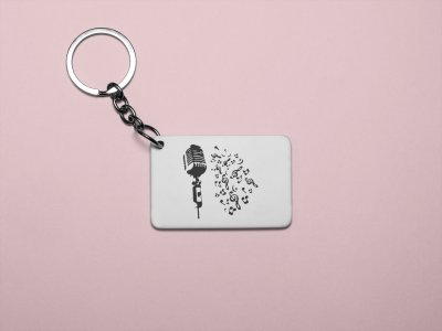 Microphone And Music Notes -White -Designable Musicllnstrument Keychain ( Combo Set Of 2)