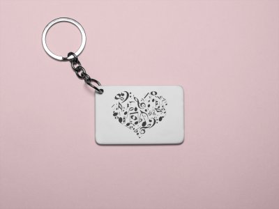 Musical instrument (Black) Printed In Heart -White -Designable Musicllnstrument Keychain ( Combo Set Of 2)