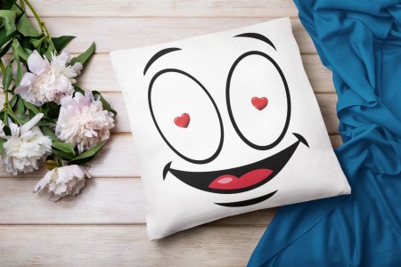 Flashing Heart in Eyes - Emoji Printed Pillow Covers For Emoji Lovers(Pack Of Two)