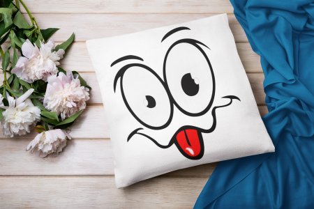 Tongue Out Lips Wave Emoji - Emoji Printed Pillow Covers For Emoji Lovers(Pack Of Two)