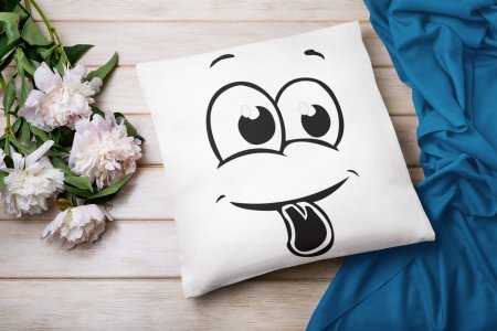 Baby Tongue Emoji -(BG Black) - Emoji Printed Pillow Covers For Emoji Lovers(Pack Of Two)