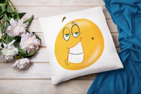 Naughty Smiling Emoji - Emoji Printed Pillow Covers For Emoji Lovers(Pack Of Two)
