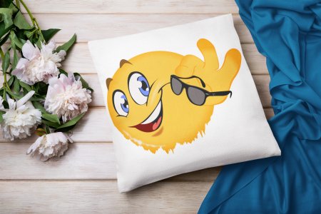Happy Emoji removing glasses - Emoji Printed Pillow Covers For Emoji Lovers(Pack Of Two)