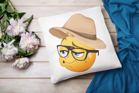 Pouting Emoji with Hat Printed - Emoji Printed Pillow Covers For Emoji Lovers(Pack Of Two)