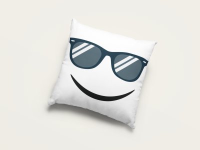 Cool Glasses, Frecky Smile Emoji - Emoji Printed Pillow Covers For Emoji Lovers(Pack Of Two)