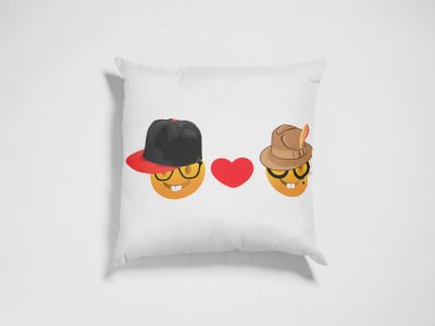 Rabbit-teeth Couple Emoji - Emoji Printed Pillow Covers For Emoji Lovers(Pack Of Two)