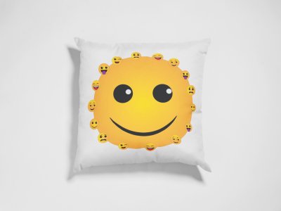 Smiley Face with Many Emoticons - Emoji Printed Pillow Covers For Emoji Lovers(Pack Of Two)