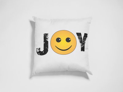 Joy Written in Text With Smile Emojij- Emoji Printed Pillow Covers For Emoji Lovers(Pack Of Two)