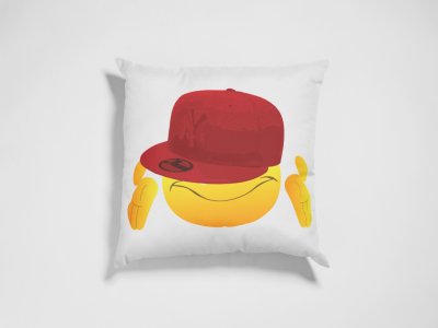 Eyes Covered with Cap Emoji - Emoji Printed Pillow Covers For Emoji Lovers(Pack Of Two)
