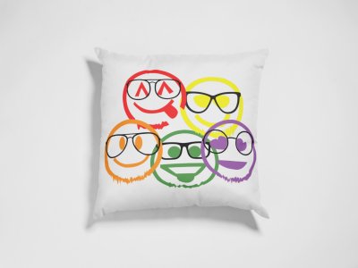 Scribbled Five different Emojis - Emoji Printed Pillow Covers For Emoji Lovers(Pack Of Two)