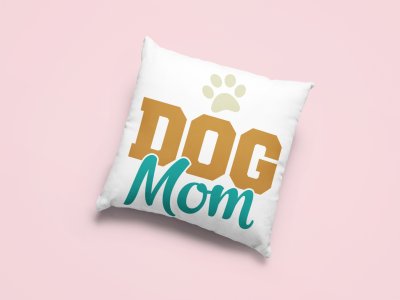 Dog mom Yellow blue Text-Printed Pillow Covers For Pet Lovers(Pack Of Two)