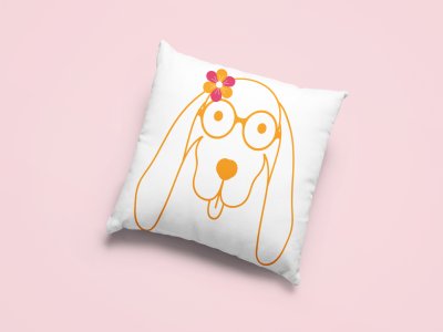Doggy Face With Flower -Printed Pillow Covers For Pet Lovers(Pack Of Two)