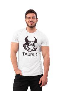 Taurus (BG Black) (White T) - Printed Zodiac Sign Tshirts - Made especially for astrology lovers people
