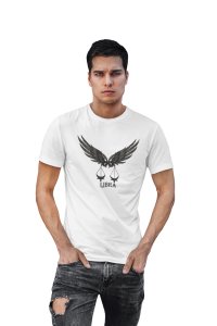 Eagle, Libra Down (White T) - Printed Zodiac Sign Tshirts - Made especially for astrology lovers people