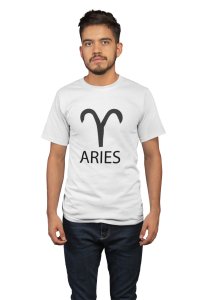 Aries symbol (White T) - Printed Zodiac Sign Tshirts - Made especially for astrology lovers people