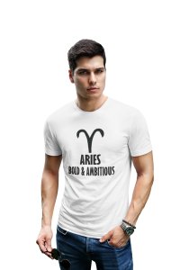 Aries, bold and ambitious (White T) - Printed Zodiac Sign Tshirts - Made especially for astrology lovers people