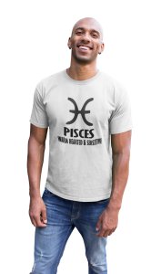 Pisces, warm hearted and sensitive (White T) - Printed Zodiac Sign Tshirts - Made especially for astrology lovers people