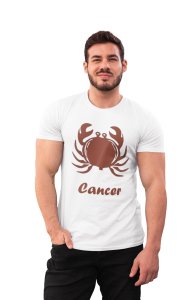 Cancer (BG Chocolate) (White T) - Printed Zodiac Sign Tshirts - Made especially for astrology lovers people