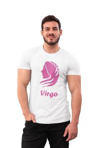 Virgo (BG Pink) (White T) - Printed Zodiac Sign Tshirts - Made especially for astrology lovers people