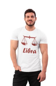 Libra (BG Chocolate) (White T) - Printed Zodiac Sign Tshirts - Made especially for astrology lovers people