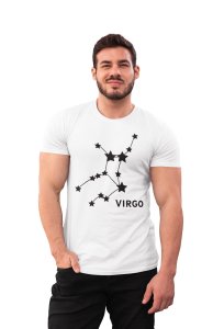 Virgo stars (BG Black) (White T) - Printed Zodiac Sign Tshirts - Made especially for astrology lovers people