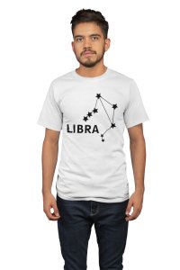 Libra stars (BG Black) (White T) - Printed Zodiac Sign Tshirts - Made especially for astrology lovers people